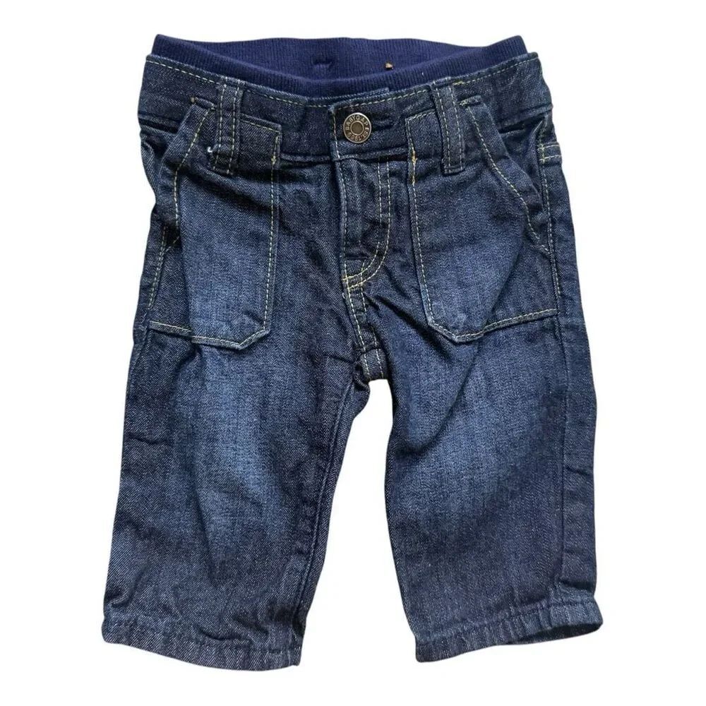 Boys Baby Gap Straight Leg Dark Rinse Utility Pull On Jeans - Sz 3-6 mo